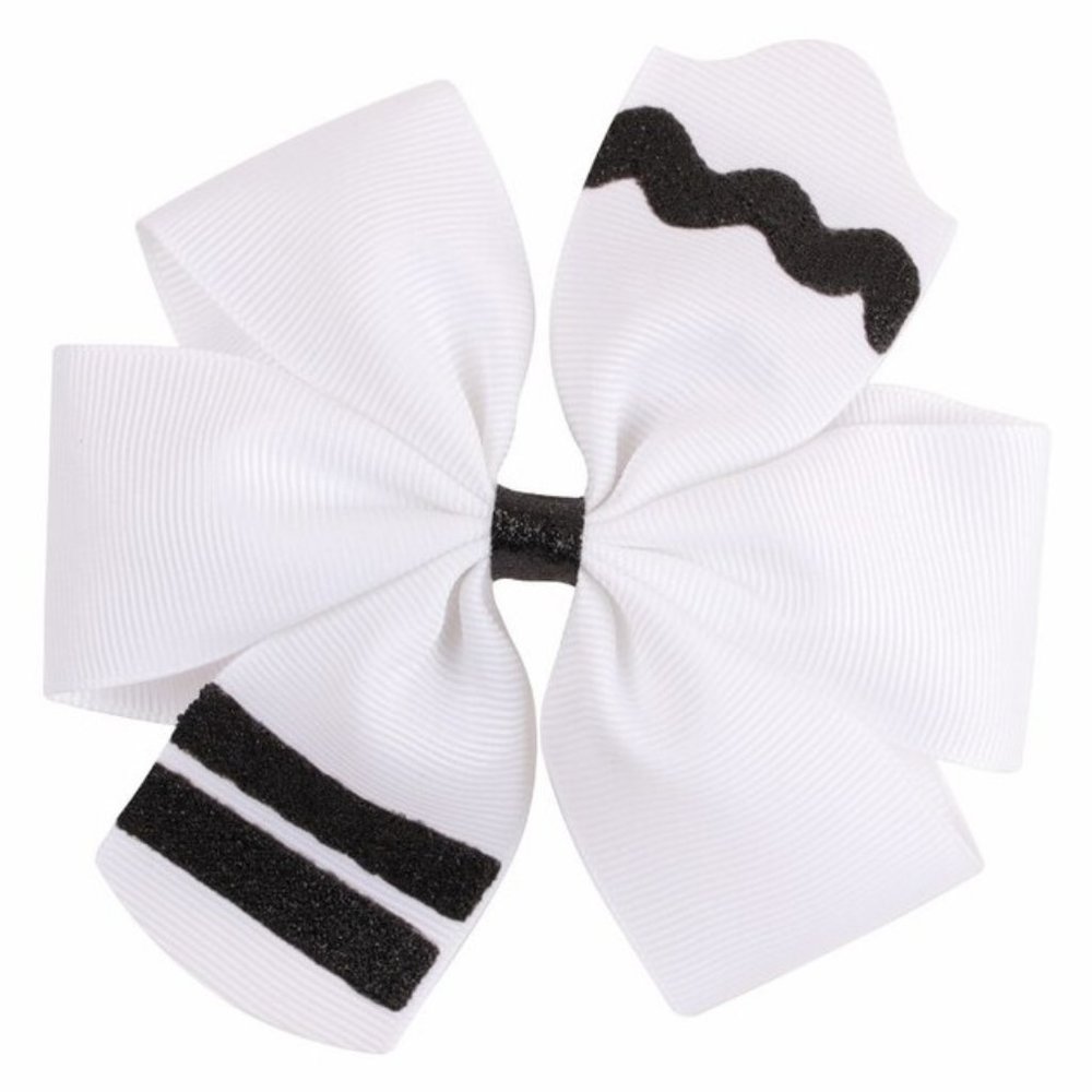 Back to School White Crayon Girl Hair Bow Clip